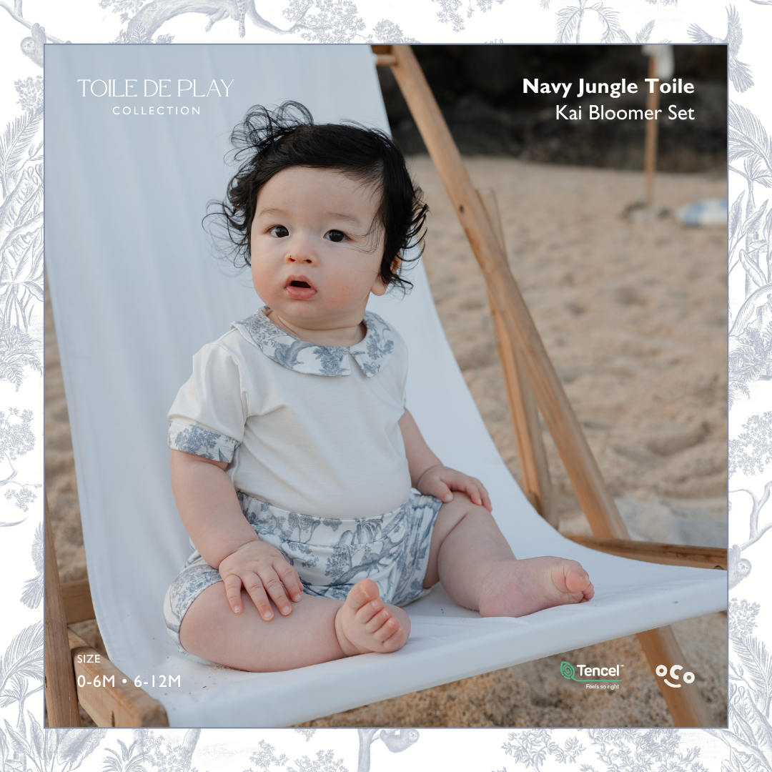 Kai & Kaia Baby Bloomer Set in - Toile de Play Collection - TENCEL™ | Cosoco Kids