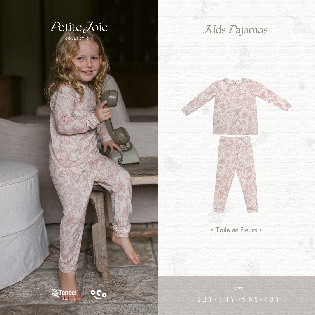 Kids Pajama Set in Toile de Fleurs