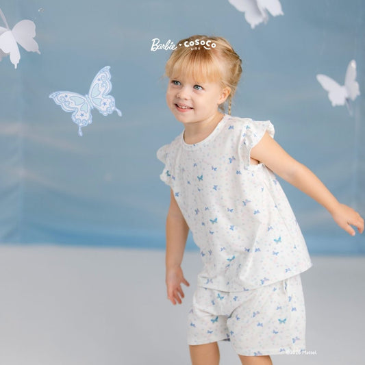 Barbie Ruffle Shorts Set in Cosmic Butterflies