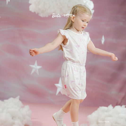 Barbie Ruffle Shorts Set in Unicorn Skies