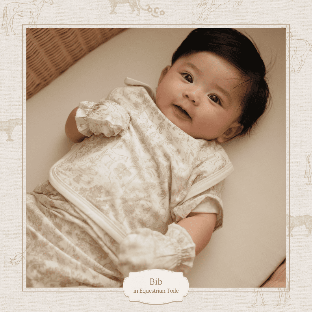 Baby Bib in Equestrian Toile