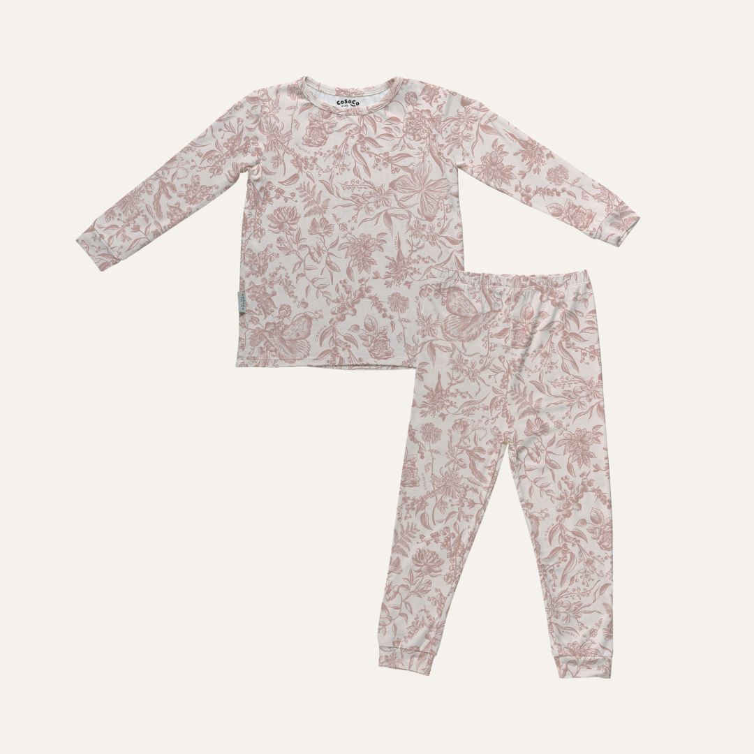 Kids Pajama Set in Toile de Fleurs