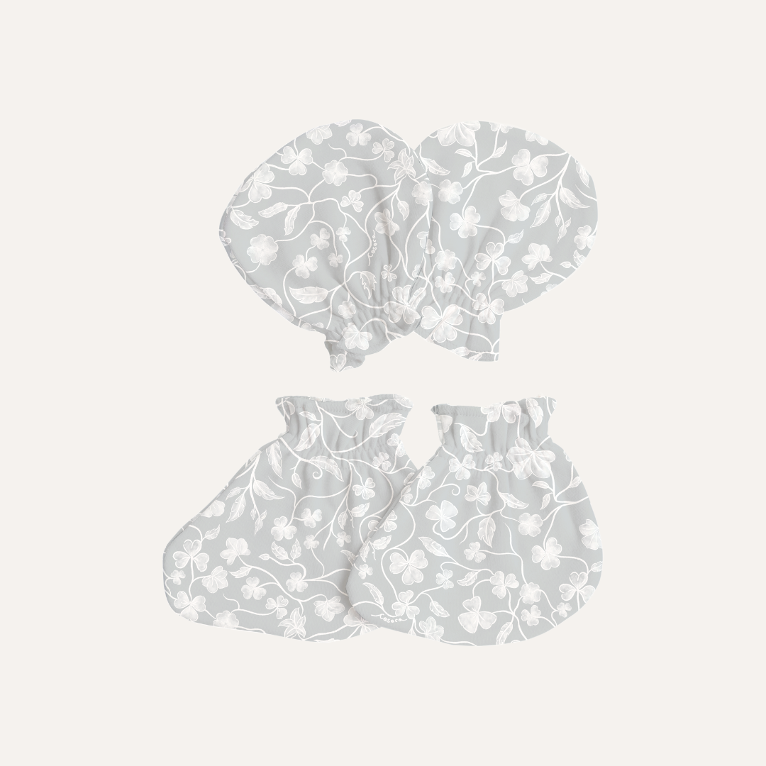 Baby Mittens & Booties Set in Lucky Clover