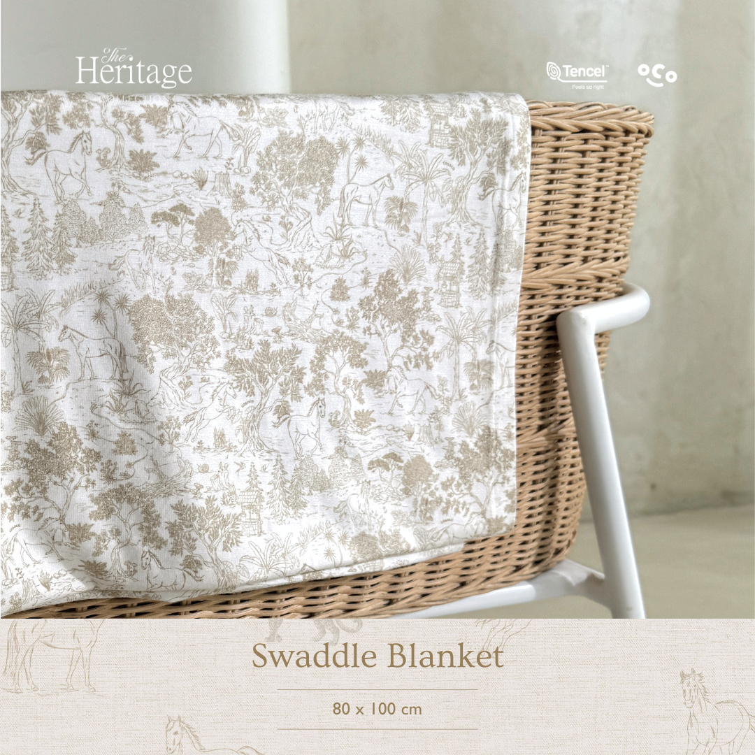 Swaddle Blanket in Equestrian Toile