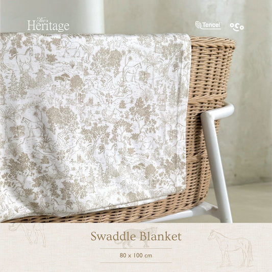 Swaddle Blanket in Equestrian Toile