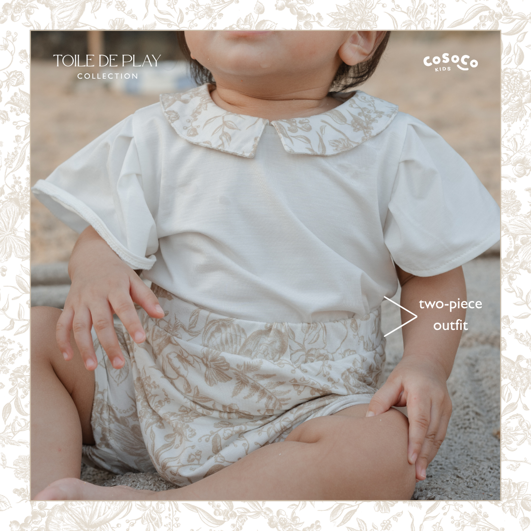 Kai & Kaia Baby Bloomer Set in - Toile de Play Collection - TENCEL™ | Cosoco Kids