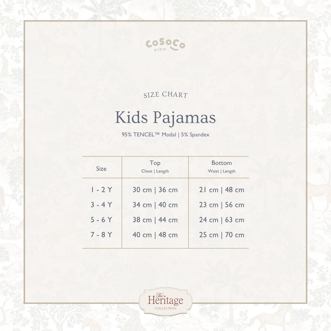 Kids Pajamas in Equestrian Toile