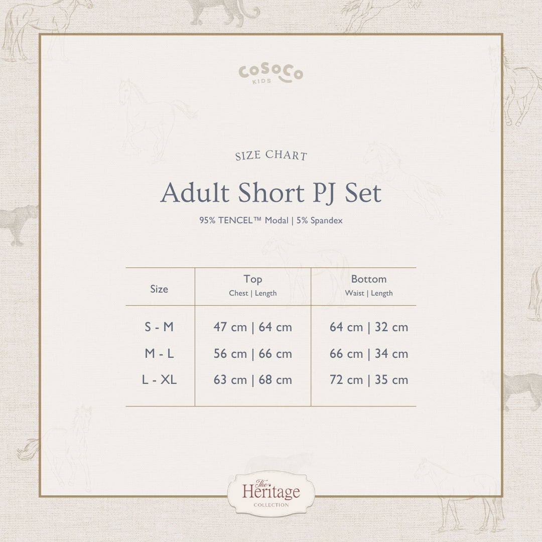 Adult Short PJ Set in Equestrian Toile