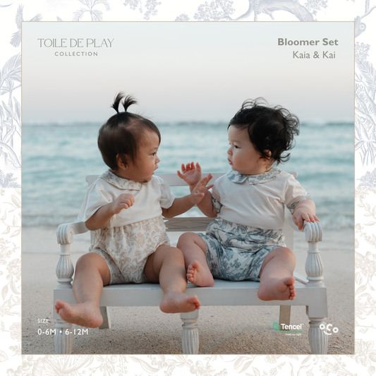 Kai & Kaia Baby Bloomer Set in - Toile de Play Collection - TENCEL™ | Cosoco Kids