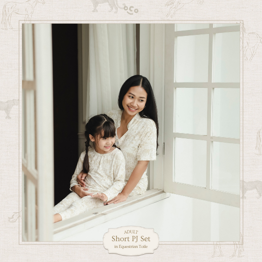 Adult Short PJ Set in Equestrian Toile