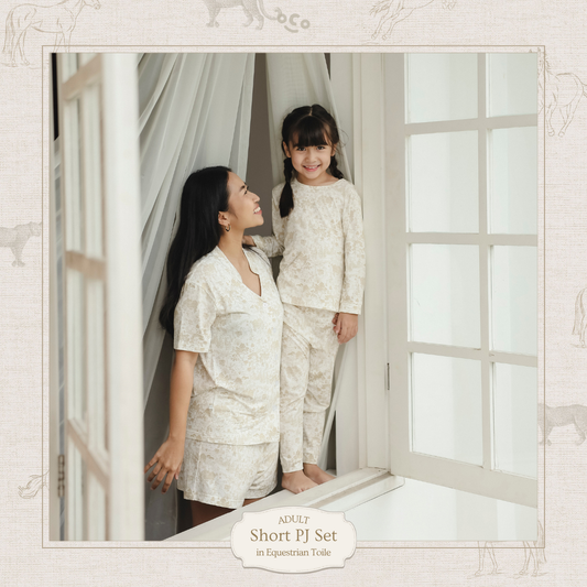 Adult Short PJ Set in Equestrian Toile