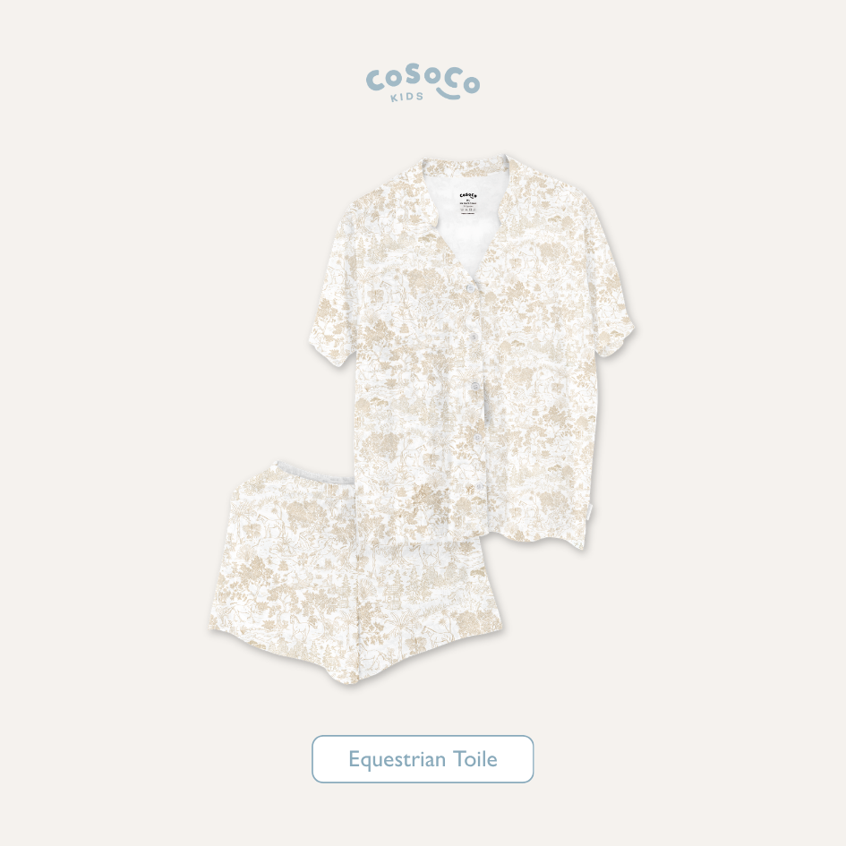 Adult Short PJ Set in Equestrian Toile