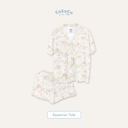 Adult Short PJ Set in Equestrian Toile