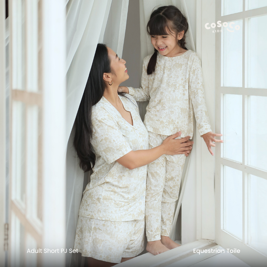 Adult Short PJ Set in Equestrian Toile