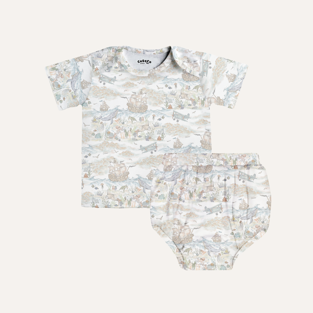 Baby Bloomer Set in Salt Air
