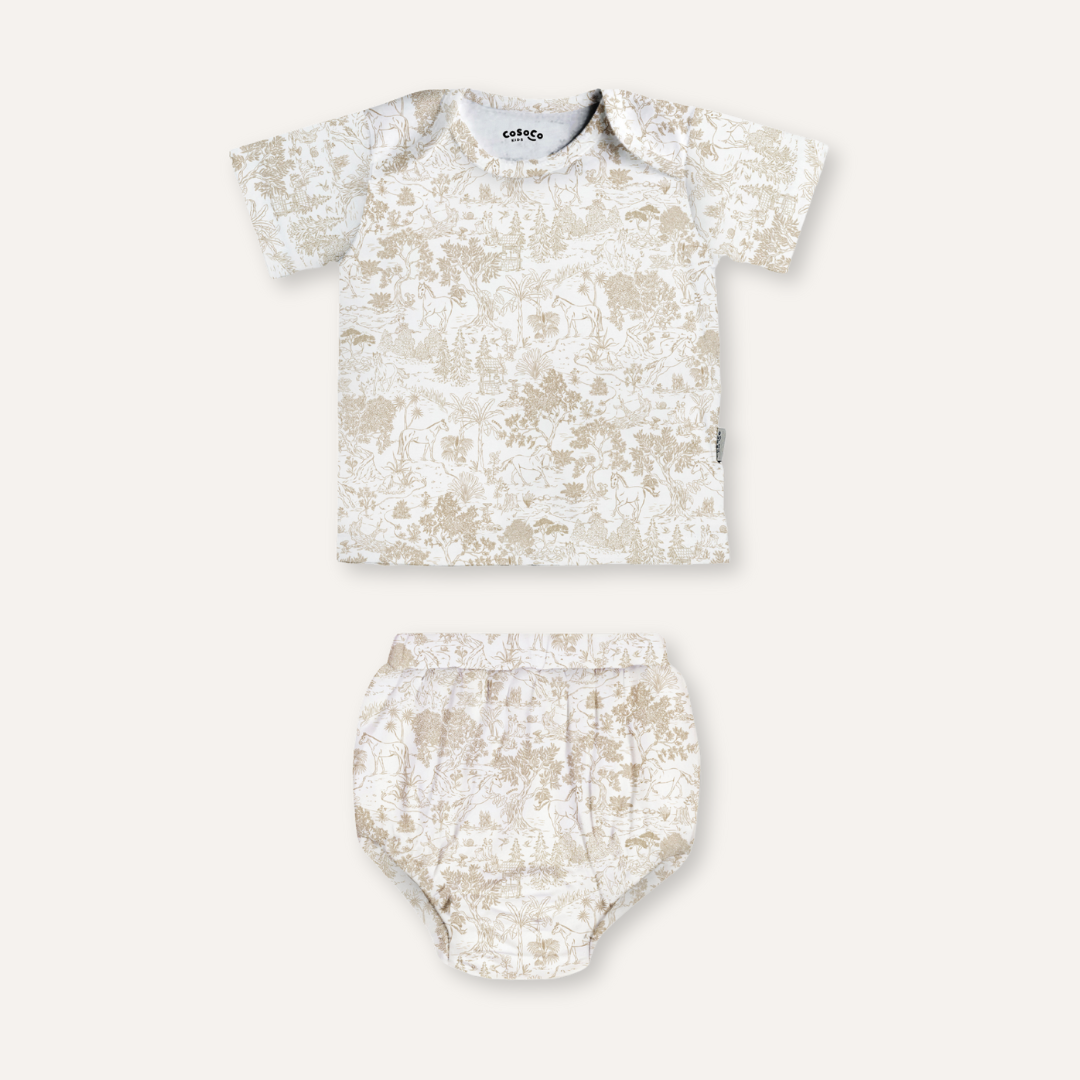 Baby Bloomer Set in Equestrian Toile