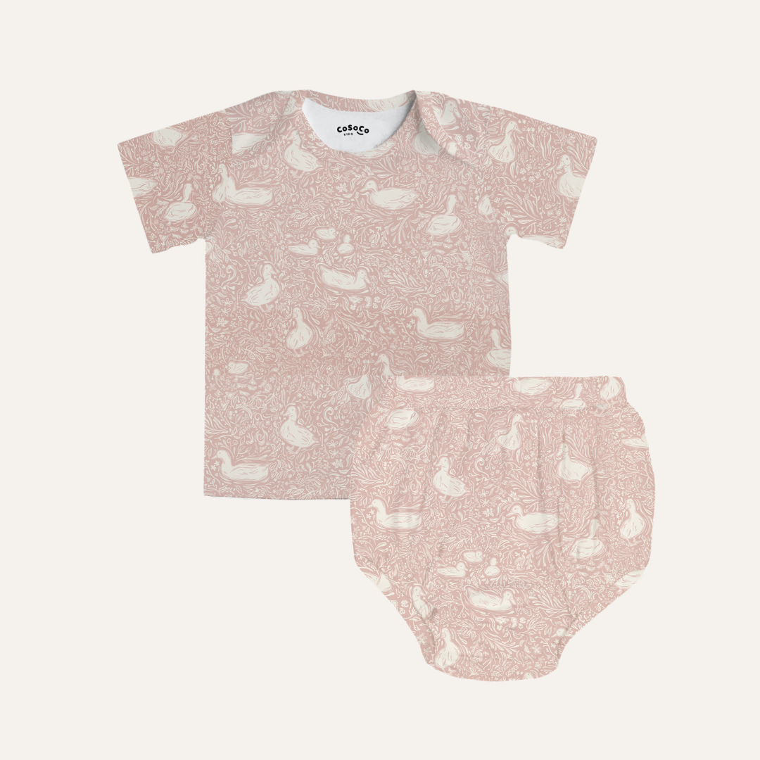 Baby Bloomer Set in Duck Pink