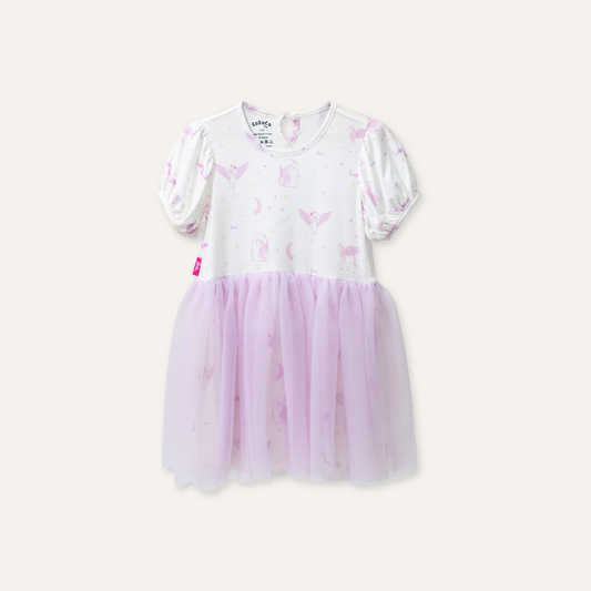 Barbie Puff Sleeve Tulle Dress in Unicorn Skies