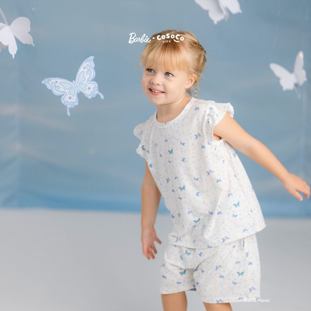 Barbie Ruffle Shorts Set in Cosmic Butterflies