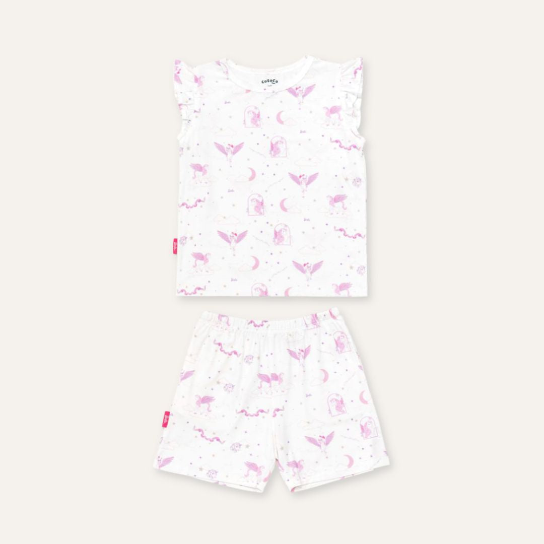 Barbie Ruffle Shorts Set in Unicorn Skies