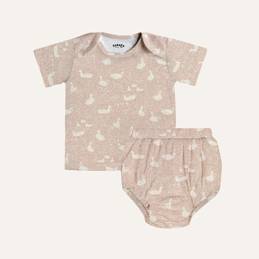 Baby Bloomer Set in Duck Pink