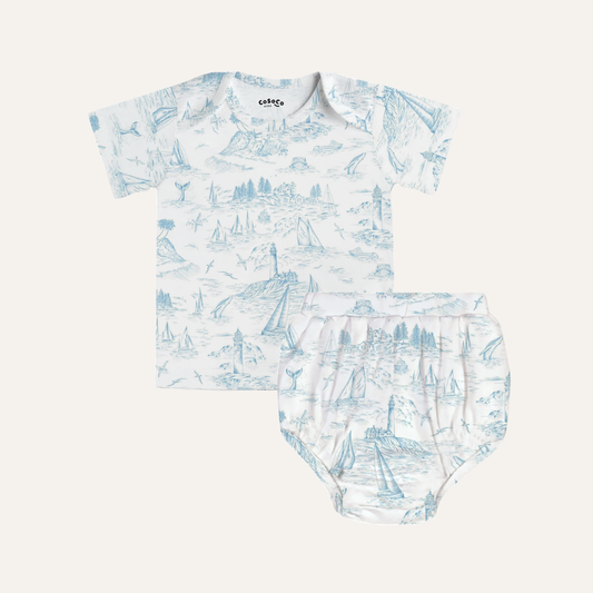 Baby Bloomer Set in Coastal Blue