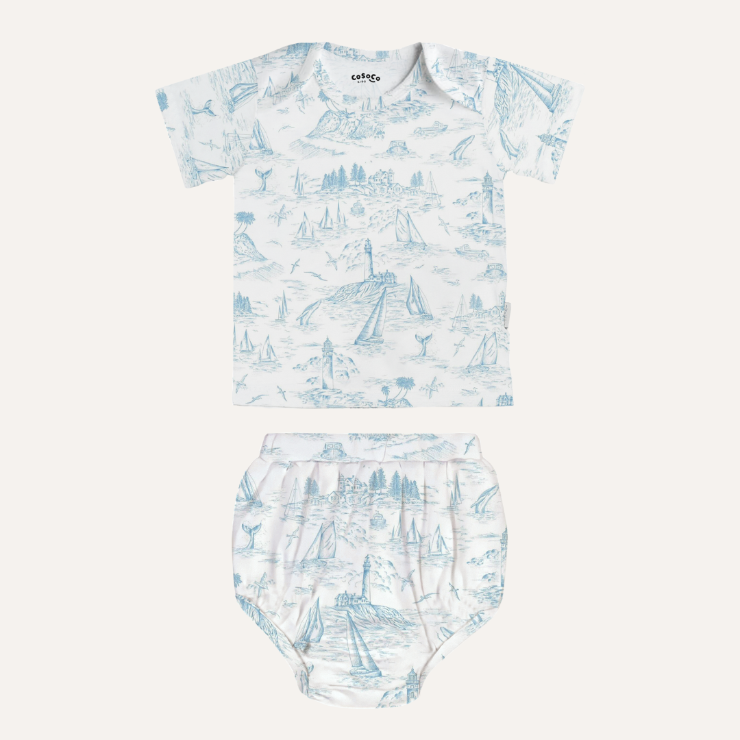 Baby Bloomer Set in Coastal Blue