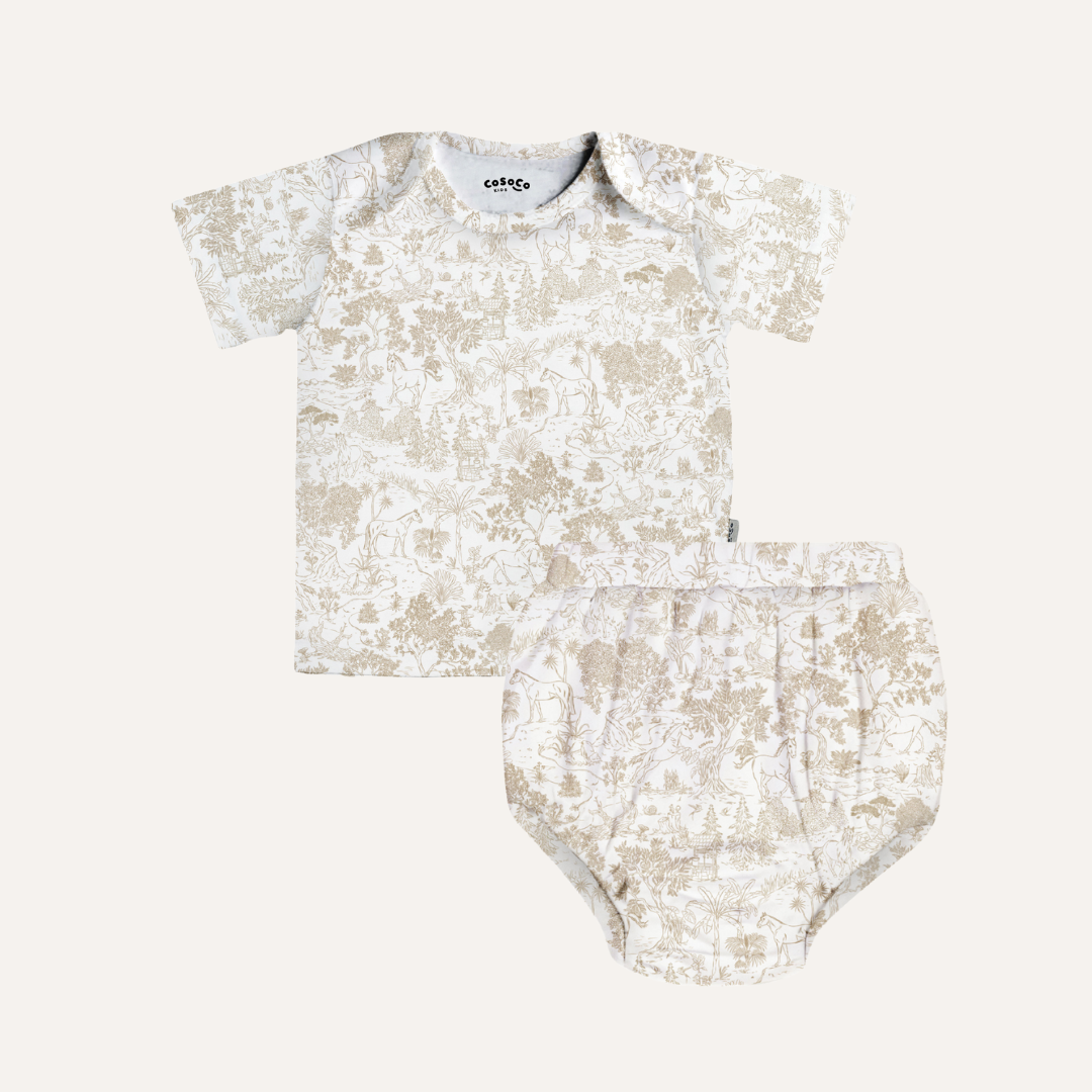 Baby Bloomer Set in Equestrian Toile