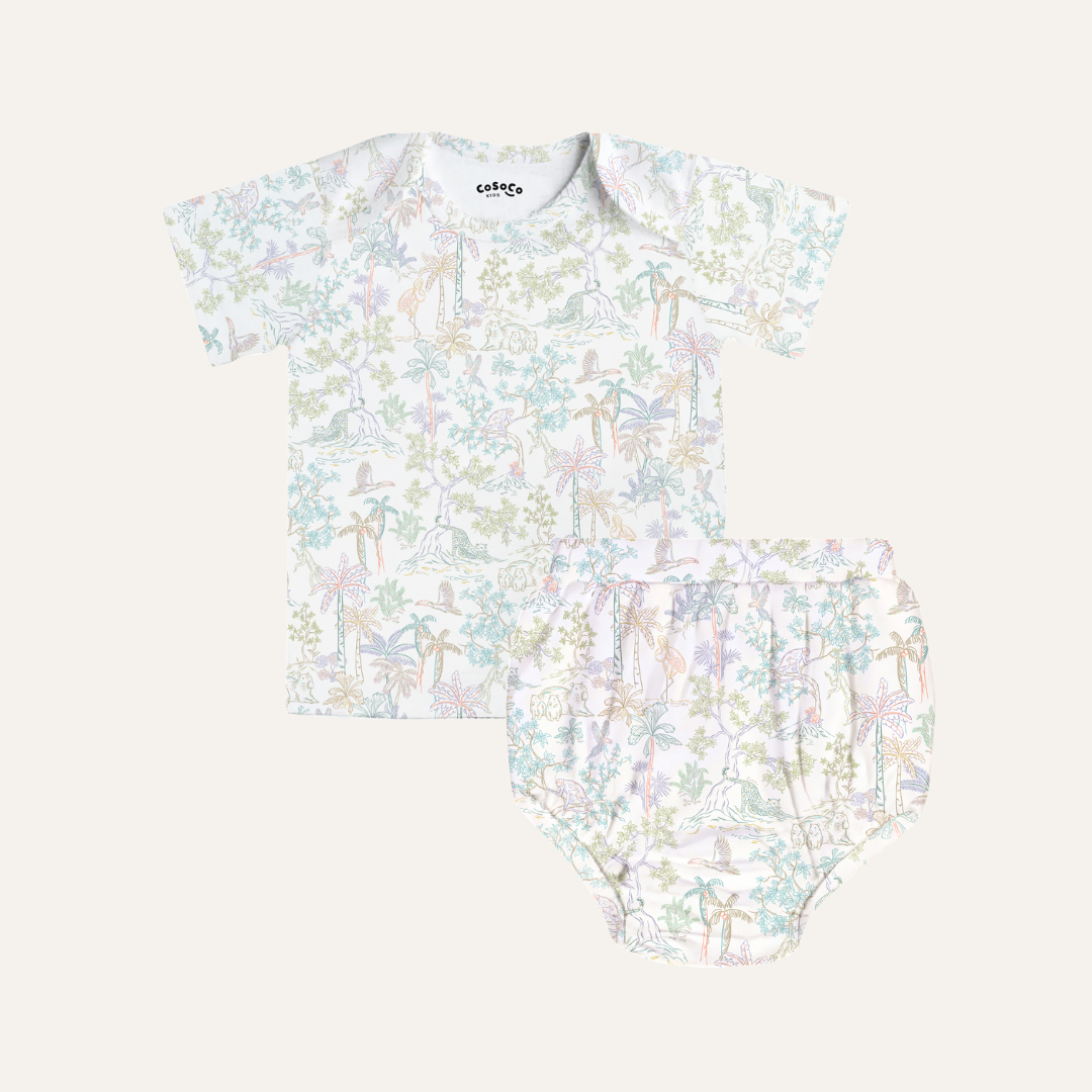 Baby Bloomer Set in Rainbow Tropics
