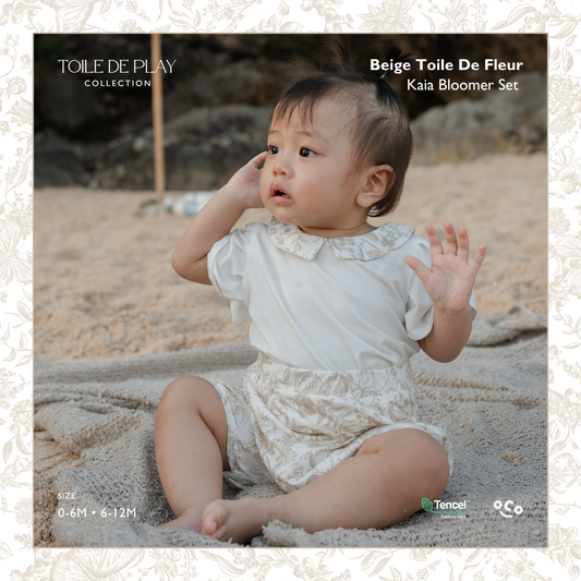 Kaia Baby Bloomer Set in  Beige Toile de Fleur