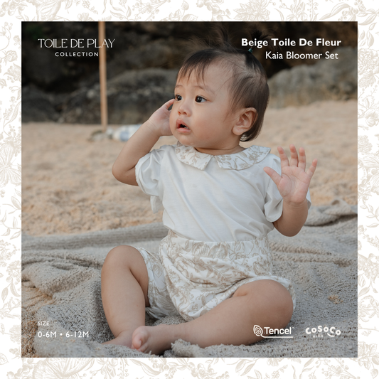 Kaia Baby Bloomer Set in  Beige Toile de Fleur