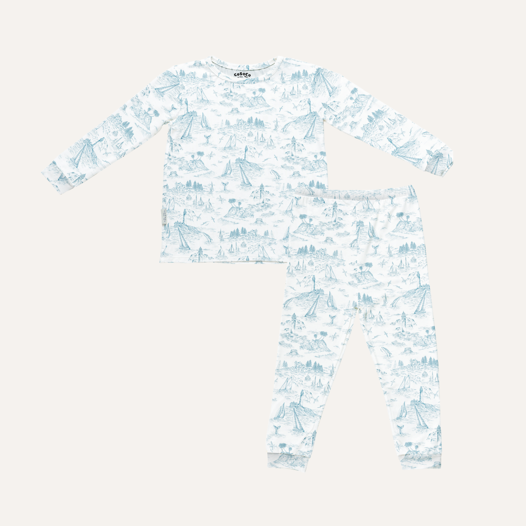 Kids Pajamas in Coastal Blue