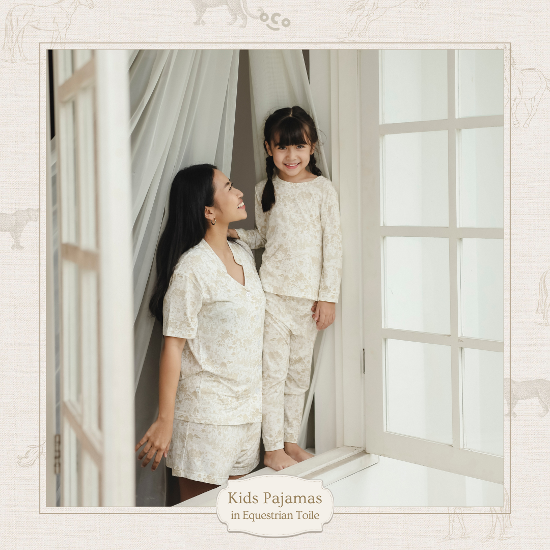 Kids Pajamas in Equestrian Toile