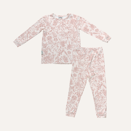 Kids Pajama Set in Toile de Fleurs