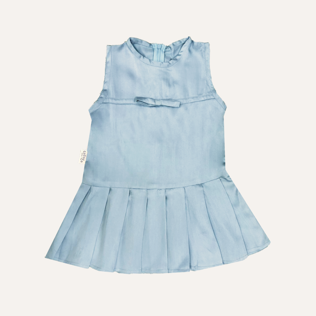 Luna Dress in Blue Silk