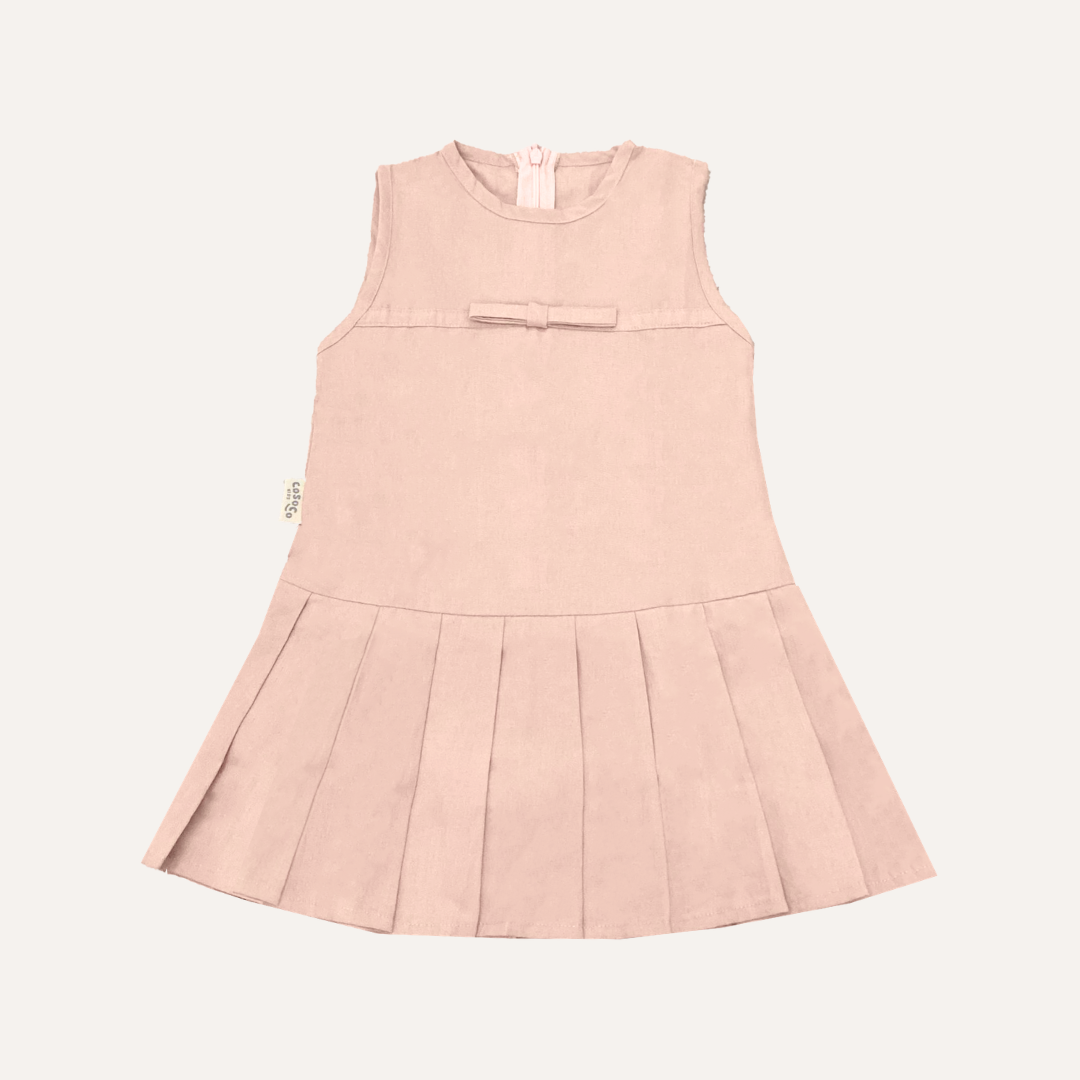 Luna Dress in Pink Linen