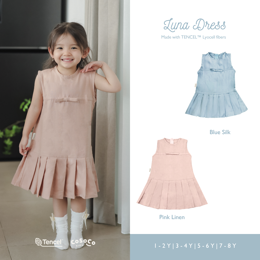 Luna Dress in Pink Linen