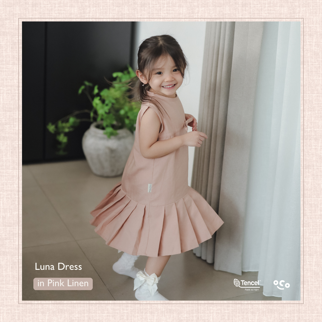 Luna Dress in Pink Linen