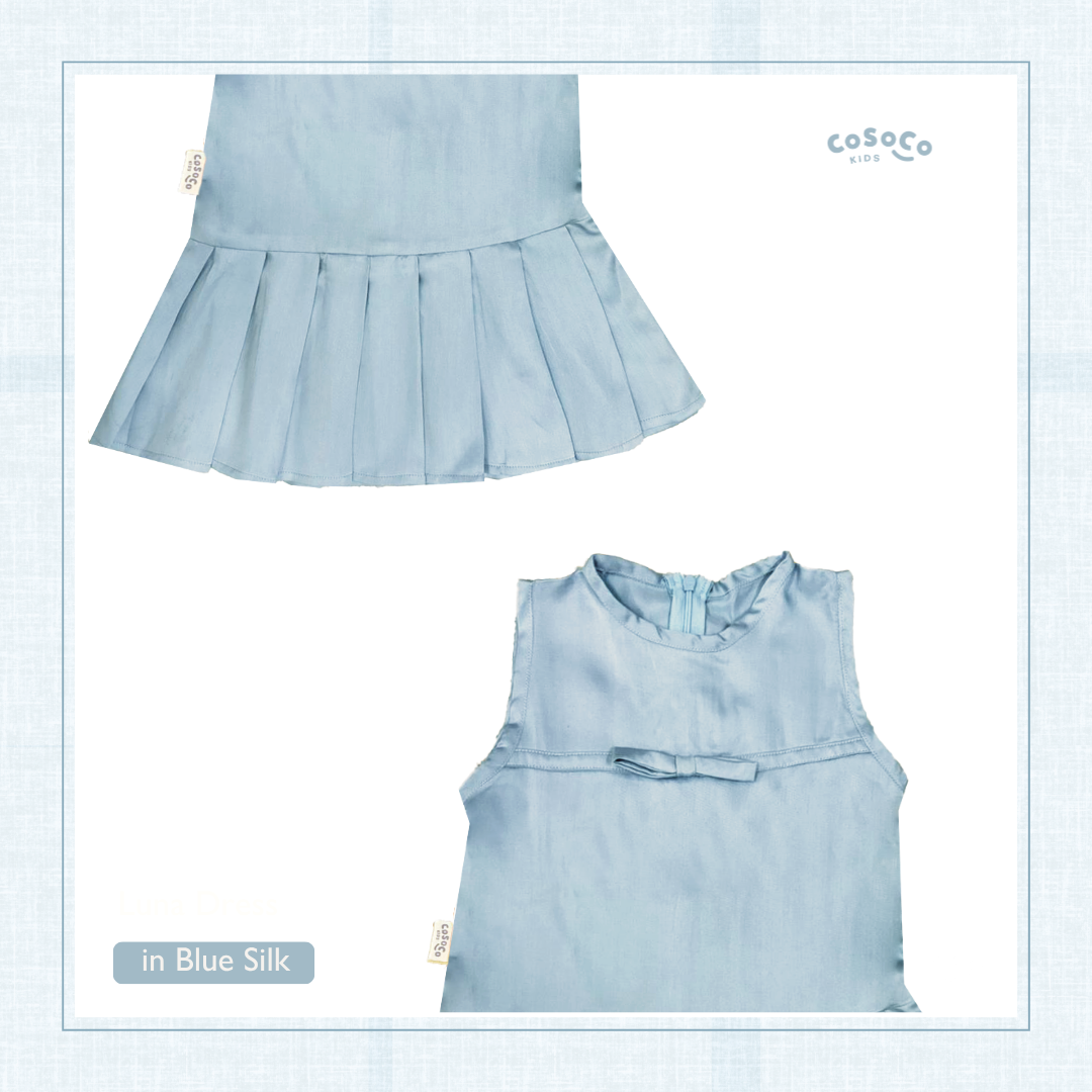 Luna Dress in Blue Silk