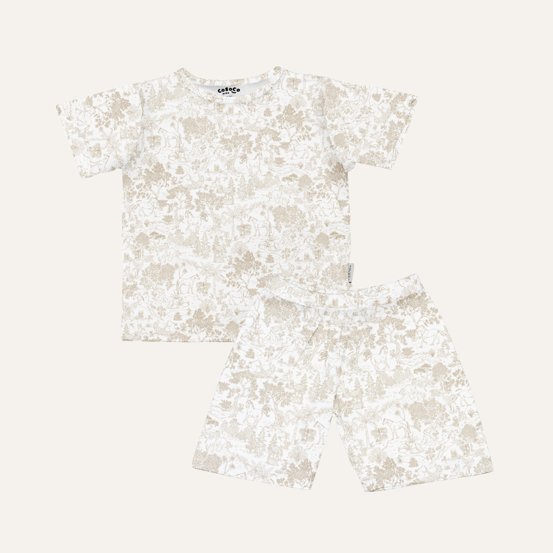 Short Sleeve Set in Equestrian Toile