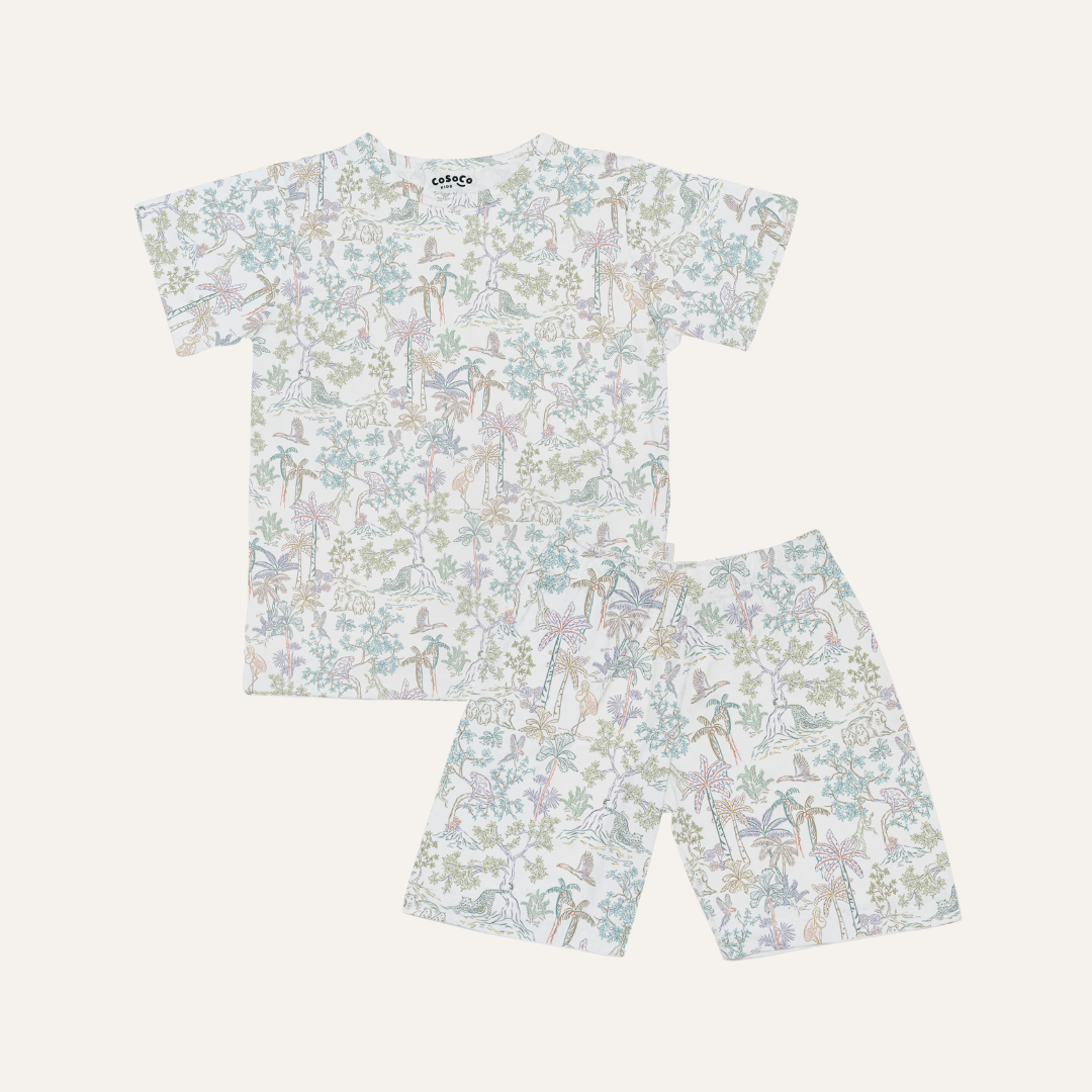 Short Sleeve Set in Rainbow Tropics