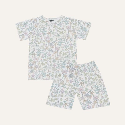 Short Sleeve Set in Rainbow Tropics