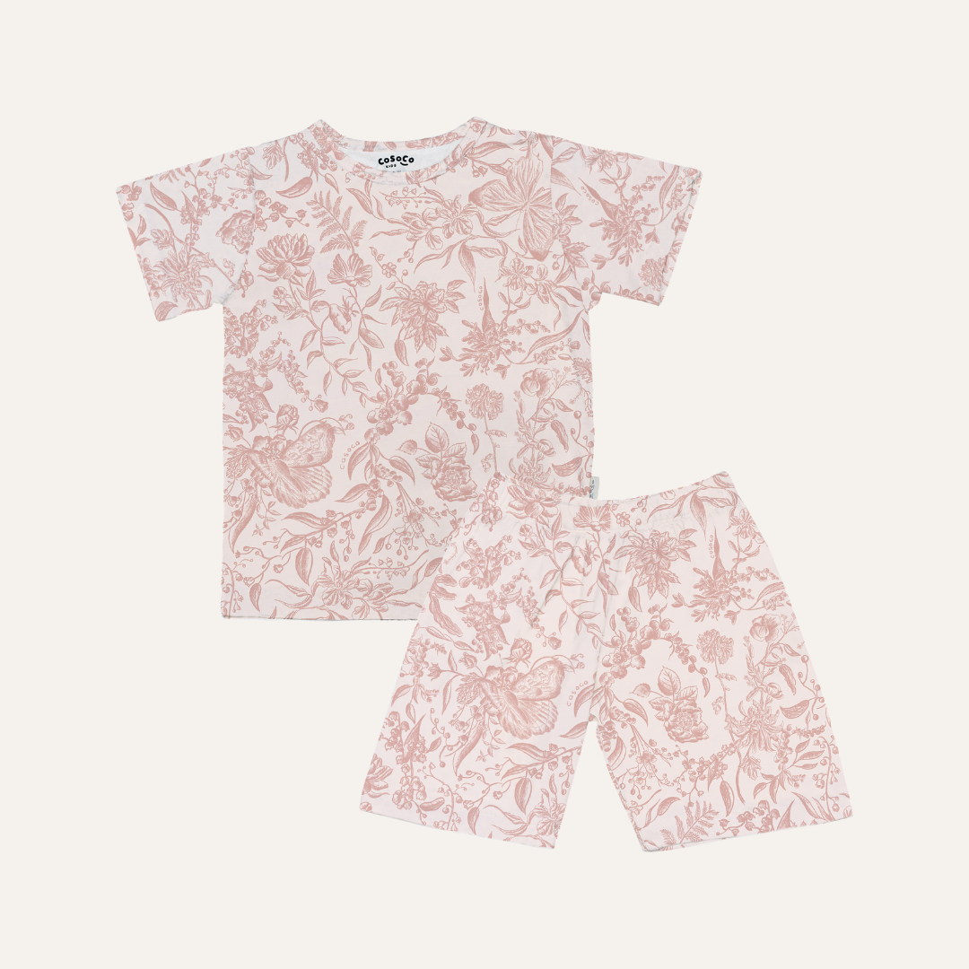 Short Sleeve Set in Toile de Fleurs