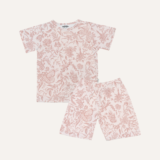 Short Sleeve Set in Toile de Fleurs