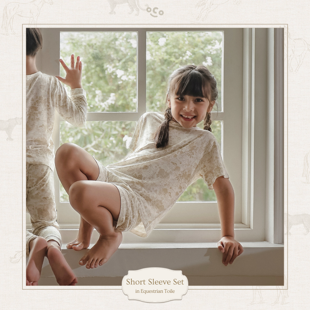 Short Sleeve Set in Equestrian Toile