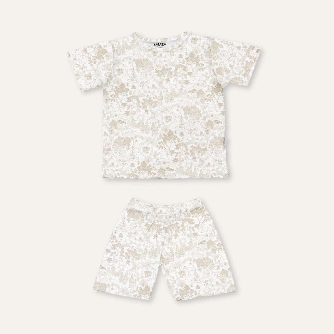 Short Sleeve Set in Equestrian Toile