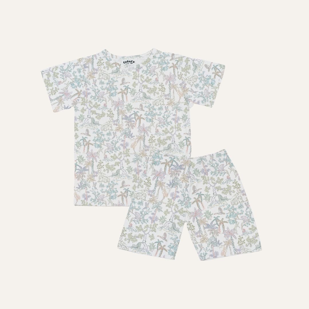Short Sleeve Set in Rainbow Tropics