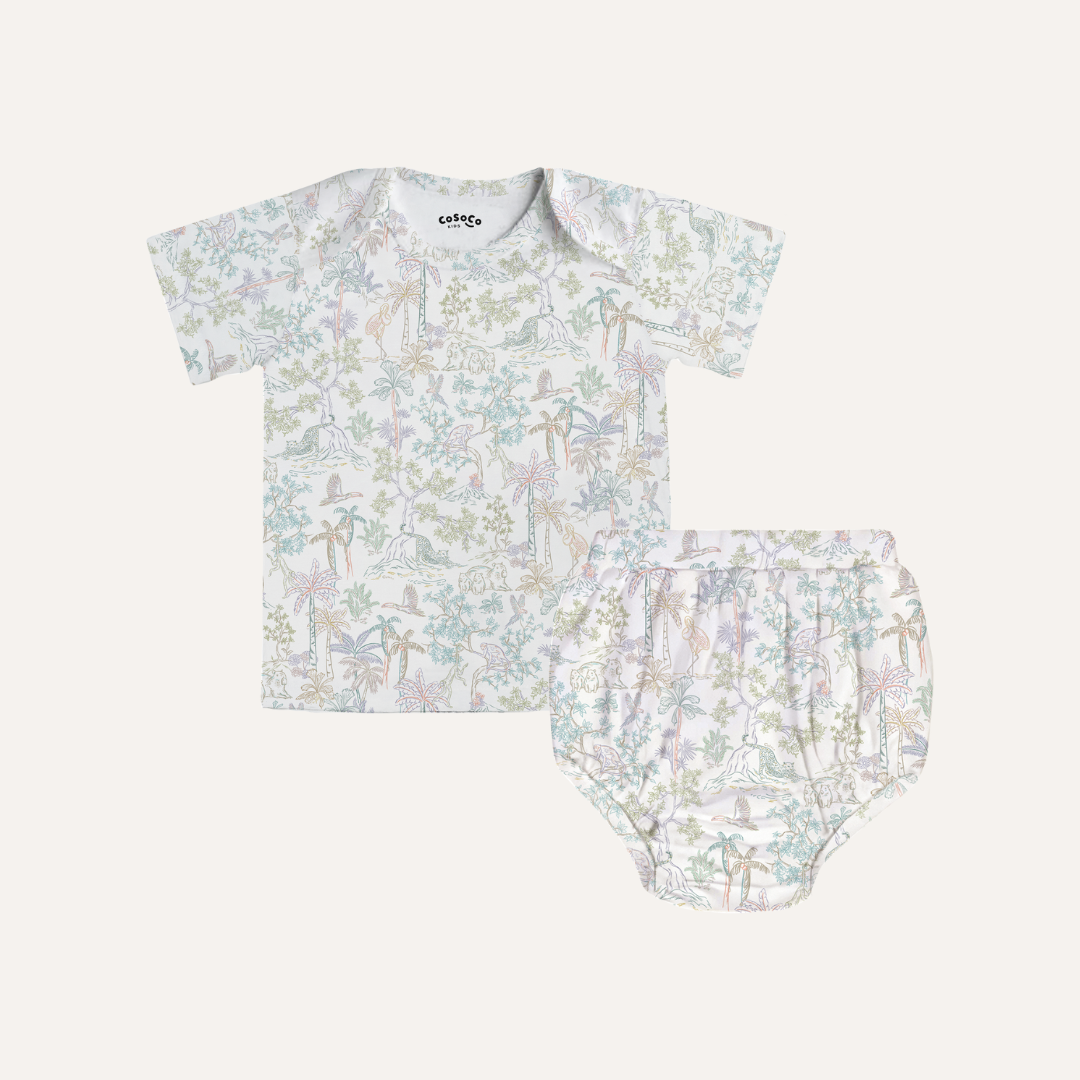Baby Bloomer Set in Rainbow Tropics