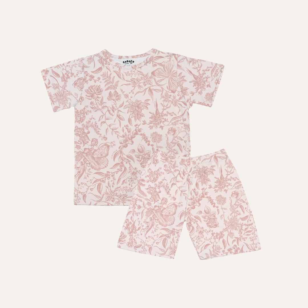 Short Sleeve Set in Toile de Fleurs