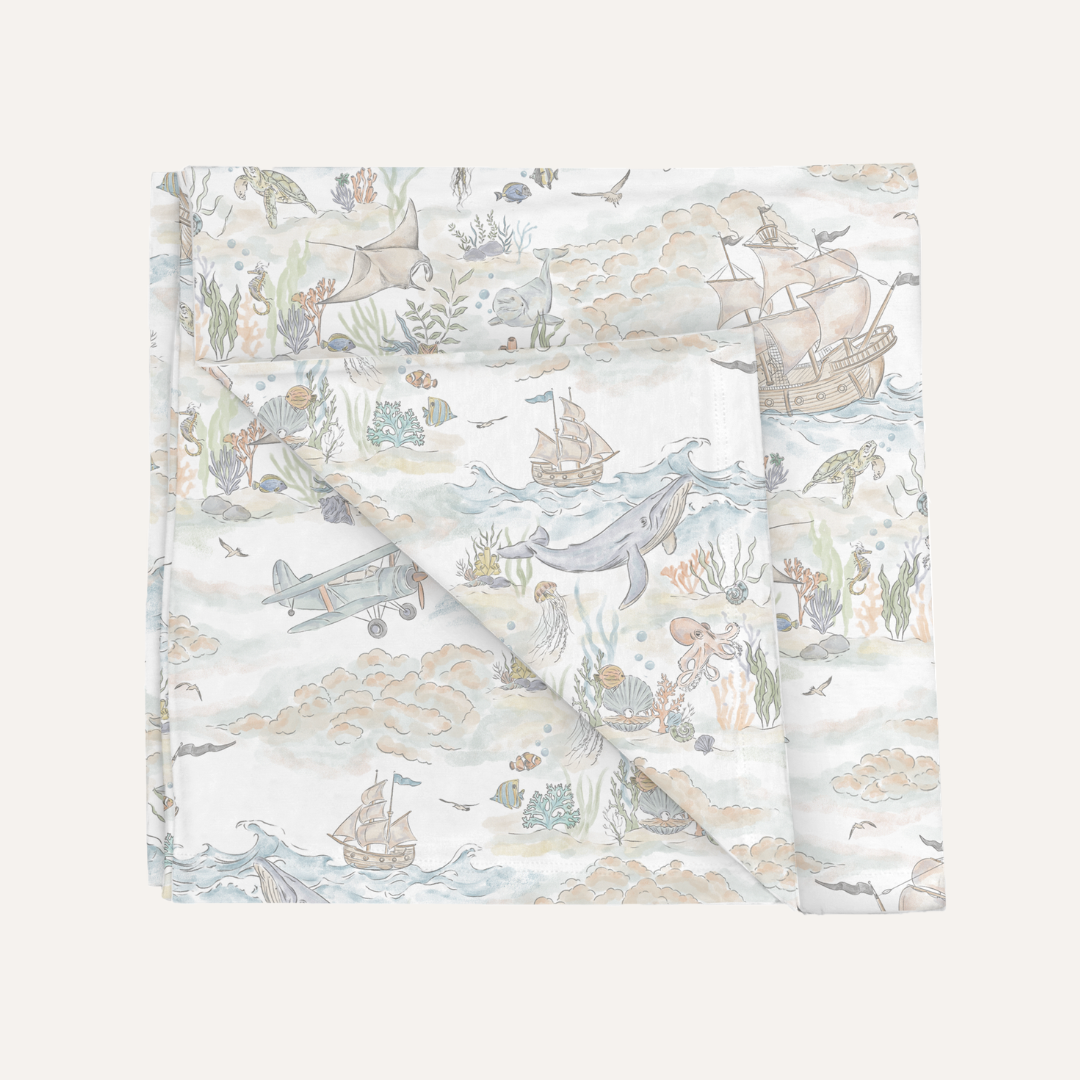 Swaddle Blanket in Salt Air